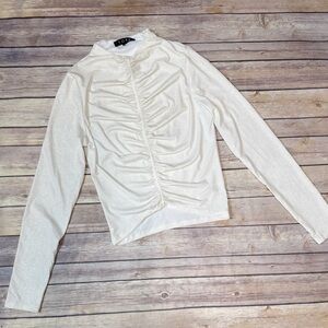 Fore glitter ruched long sleeve top M